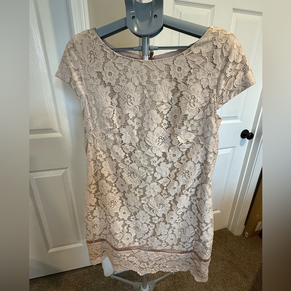 Vince Camuto Floral Lace Mini Dress in Blush